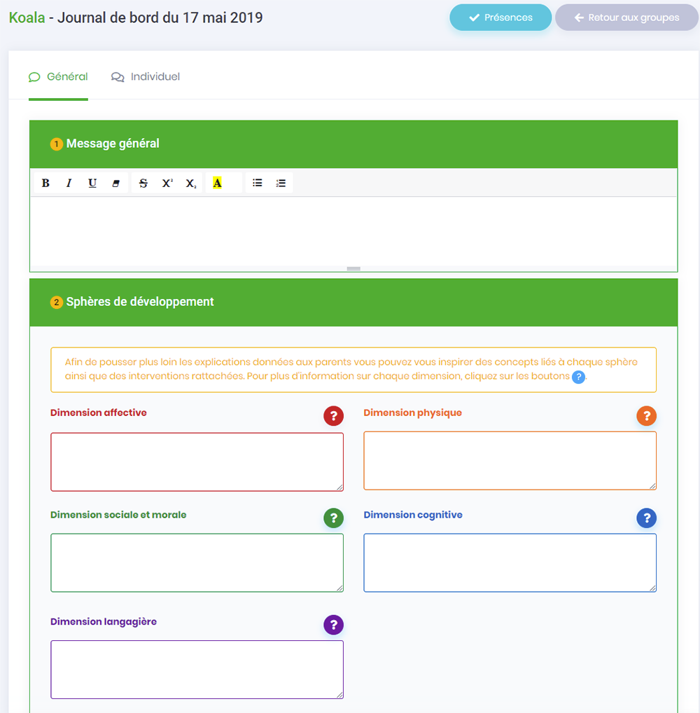 Journal De Bord Garderie Gratuit